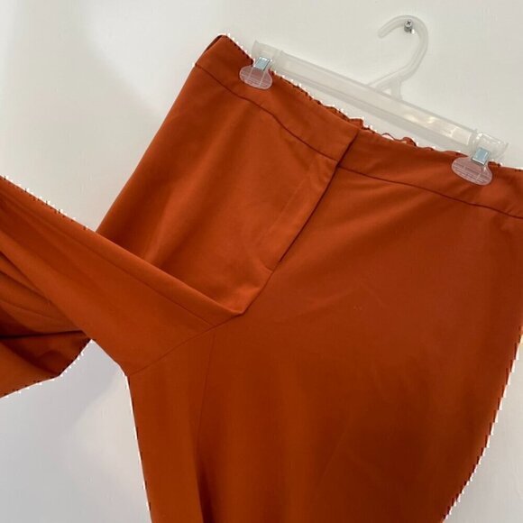CALVIN KLEIN Plus Size Lux Highline Pants Orange High Waisted Pleated Cropped ?? - Picture 5 of 14